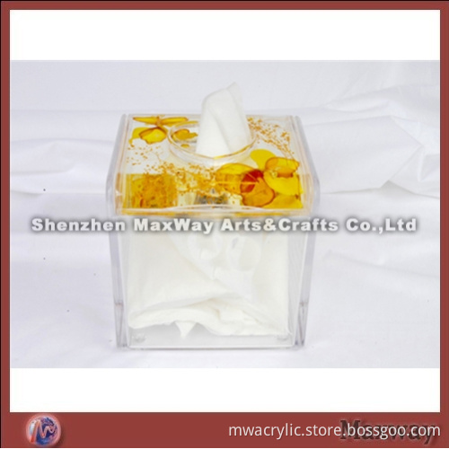 Transparent Cubical High Grade Acrylic/Lucite Napkin Box/Case with Delicate Colors
